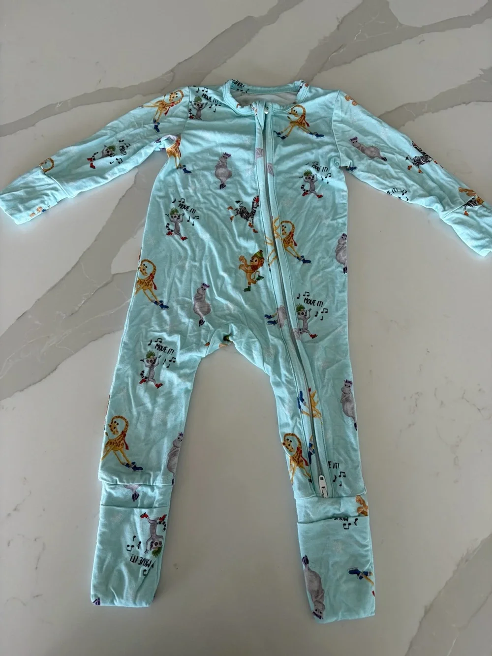 Meraki Hollow Move It Animals Dancing Print Bamboo Zippy Sleeper 3-6M
